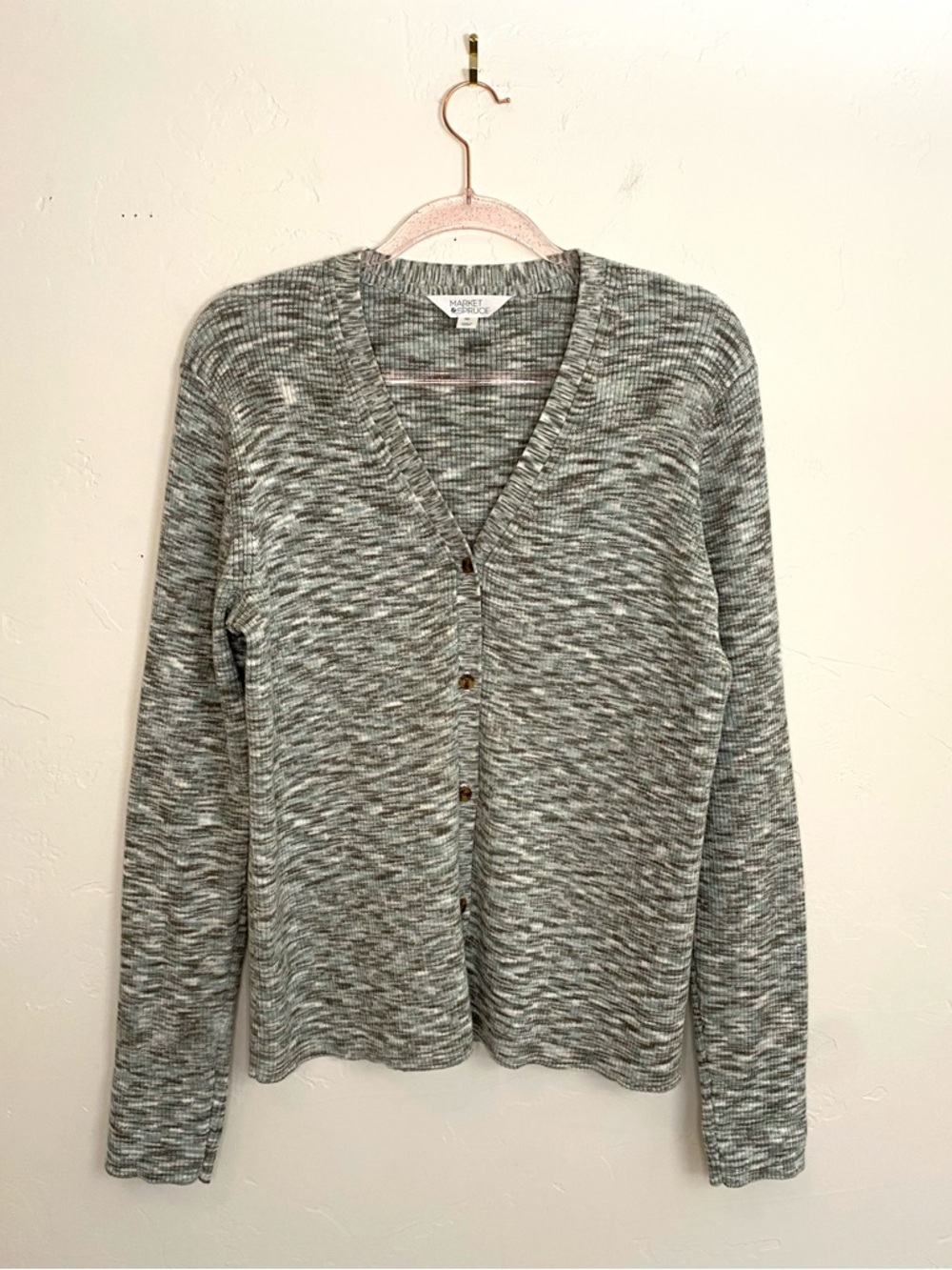 New Market & Spruce Marbled XXL Women's Button-Up Long-Sleeve Cardigan Sweater